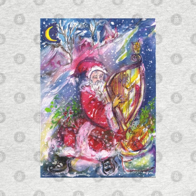 SANTA CLAUS PLAYING HARP IN MOON LIGHT Christmas Night by BulganLumini